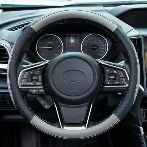 Funda Volante Cuero - Funda Volante Coche Universal, 38 cm, Antideslizante, Duradera, Gris