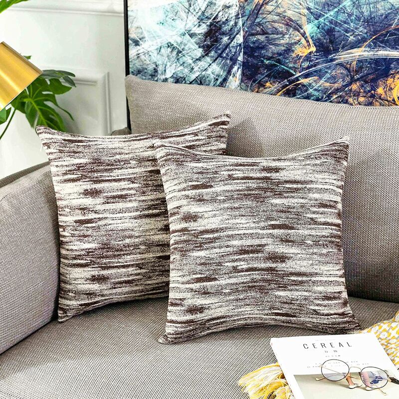 

Fundas de almohada de 2 piezas para cama, fundas de almohada decorativas de colores rectangulares con acento lumbar para sala de estar, 45 * 45 marrón