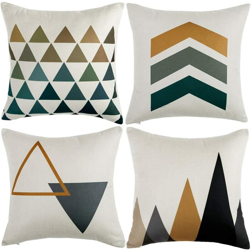 

Fundas de almohada de 4 piezas Fundas de almohada con flechas amarillas / grises Estilo geométrico simple moderno Lino suave Arpillera Decoración