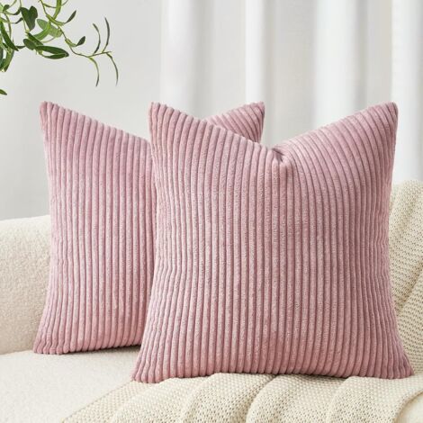 Fundas de almohada de 50 x 50 cm, rosas, juego de 2, a rayas, para sofá, cojín decorativo, decoración del hogar, habitación infantil, dormitorio.
