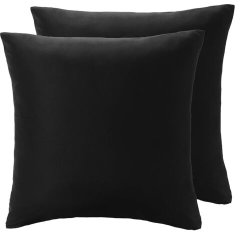 Fundas de almohada de microfibra, color negro, 45 cm x 45 cm x 2