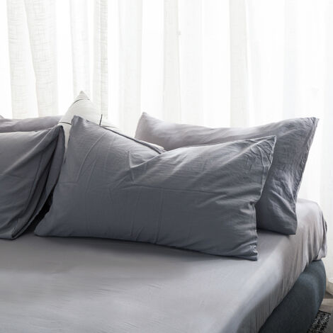 Fundas de almohada premium de 48x74, 100% algodón (juego de 2) – Algodón tejido – Fundas de almohada tejidas, fundas de cojín ultrasuaves