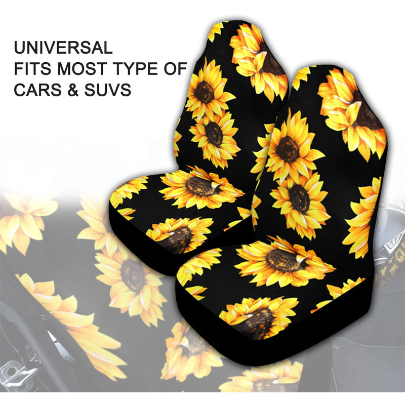 

Fundas de asiento con estampado de girasol de 2 piezas para coches, camiones, SUV o cojin de alfombrilla de furgoneta