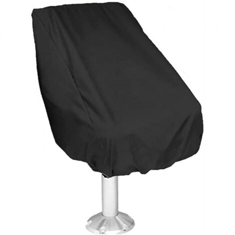 Fundas de asiento de barco de 2 piezas, impermeables, para bancos de capitán de pontón al aire libre, color negro
