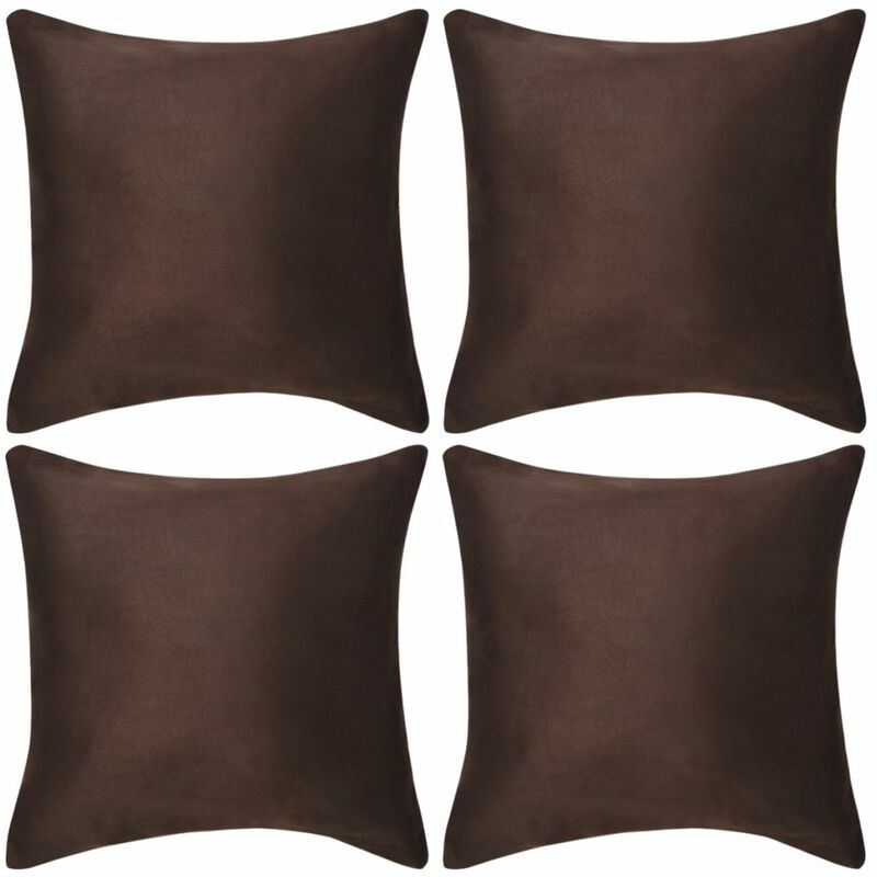 

Fundas de cojín 4 uds 50x50 cm poliéster gamuza marrón