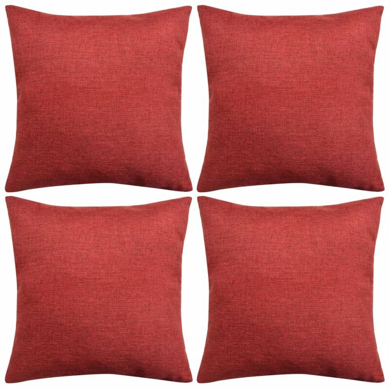 

Fundas de cojin 4 uds aspecto de lino burdeos 50x50 cm
