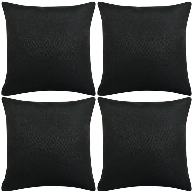 

Fundas de cojín 4 unidades apariencia de lino 40x40 cm negro