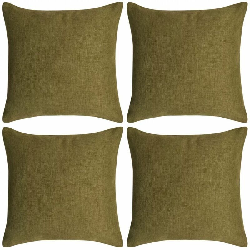 

Fundas de cojín 4 unidades apariencia de lino 80x80 cm verde
