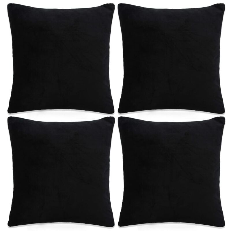 

vidaXL 4x Fundas de Cojín de Terciopelo 80x80 cm Negro - Negro
