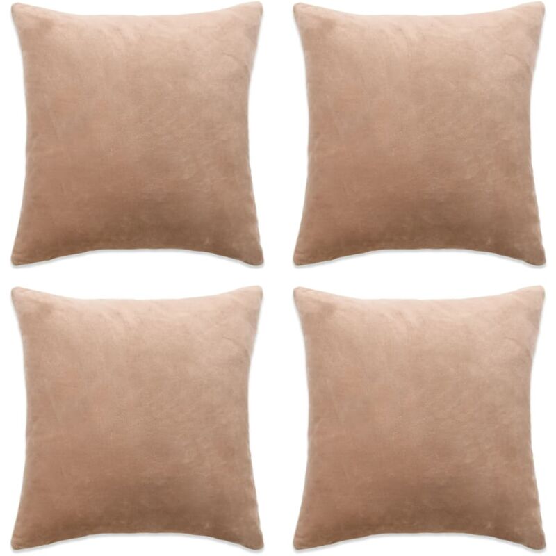 

4x Fundas de Cojín de Terciopelo 80x80 cm Beige - Beige - Vidaxl