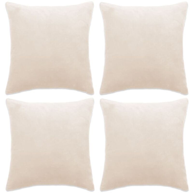

4x Fundas de Cojín de Terciopelo 80x80 cm Blanco - Blanco - Vidaxl