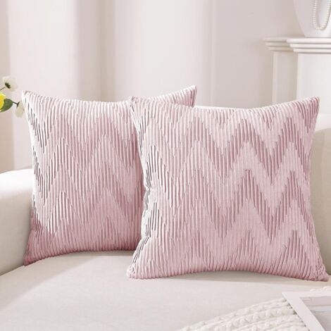 Fundas de cojín de terciopelo, 45x45 cm, juego de 2, suaves y decorativas, cojines modernos con cremallera invisible, resistentes, para salón, sofá, dormitorio, rosa melocotón.