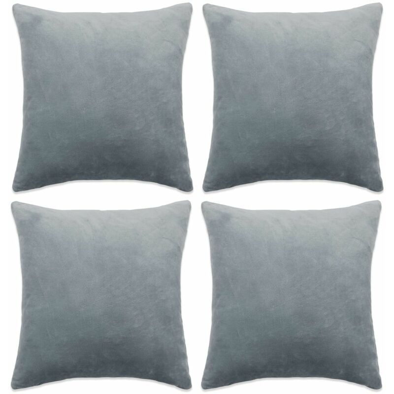

Fundas de cojín de terciopelo 80x80 cm gris 4 unidades