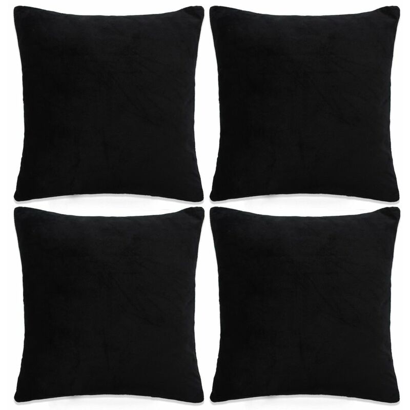 

Fundas de cojín de terciopelo 80x80 cm negro 4 unidades