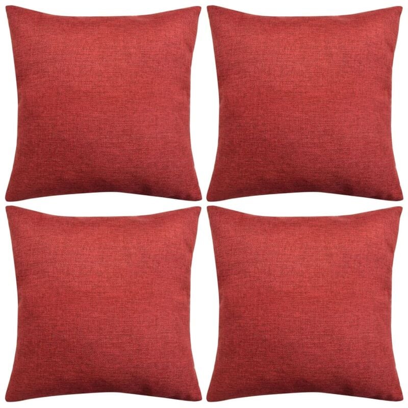

Fundas de cojines 4 uds apariencia de lino burdeos 40x40 cm - Rojo