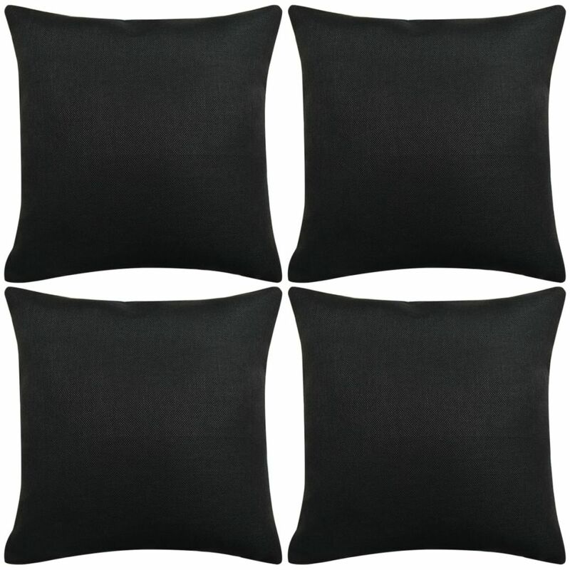 

Fundas de cojines 4 uds apariencia de lino negro 80x80 cm