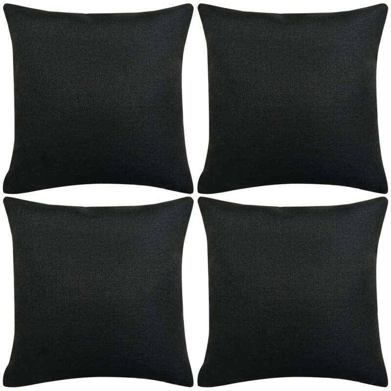 

Fundas de cojines 4 uds apariencia de lino negro 80x80 cm - Negro