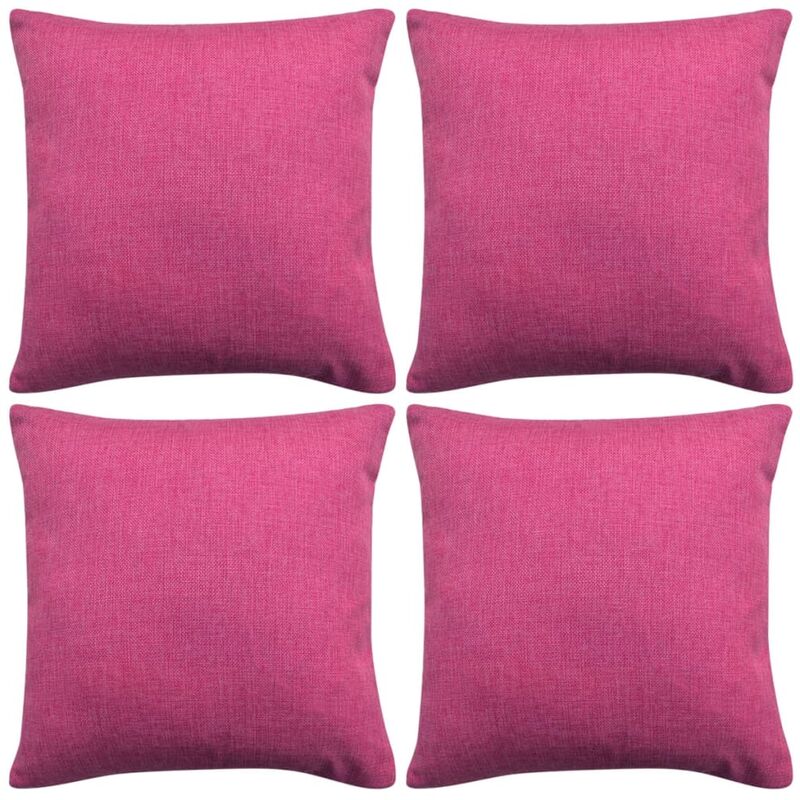 

Fundas de cojines 4 uds apariencia de lino rosa 40x40 cm - Rosa