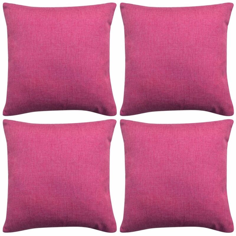 

Fundas de cojines 4 uds apariencia de lino rosa 80x80 cm