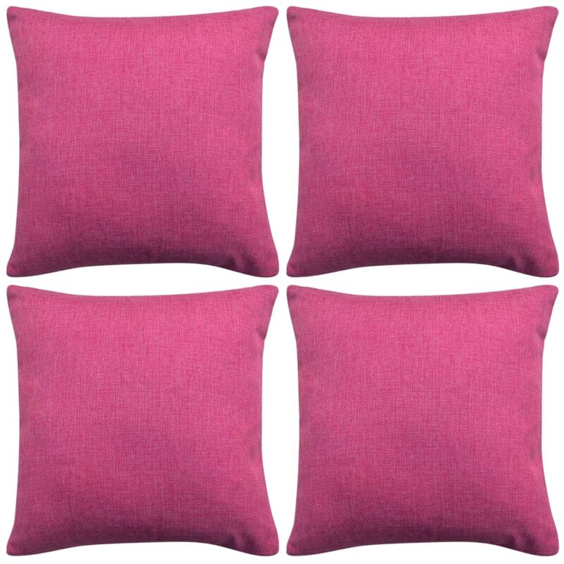 

Fundas de cojines 4 uds apariencia de lino rosa 80x80 cm - Rosa