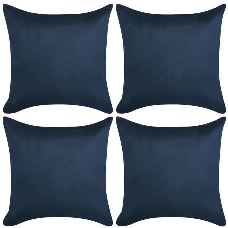 

Fundas de cojín 4 uds 80x80cm Poliéster gamuza azul marino - Azul