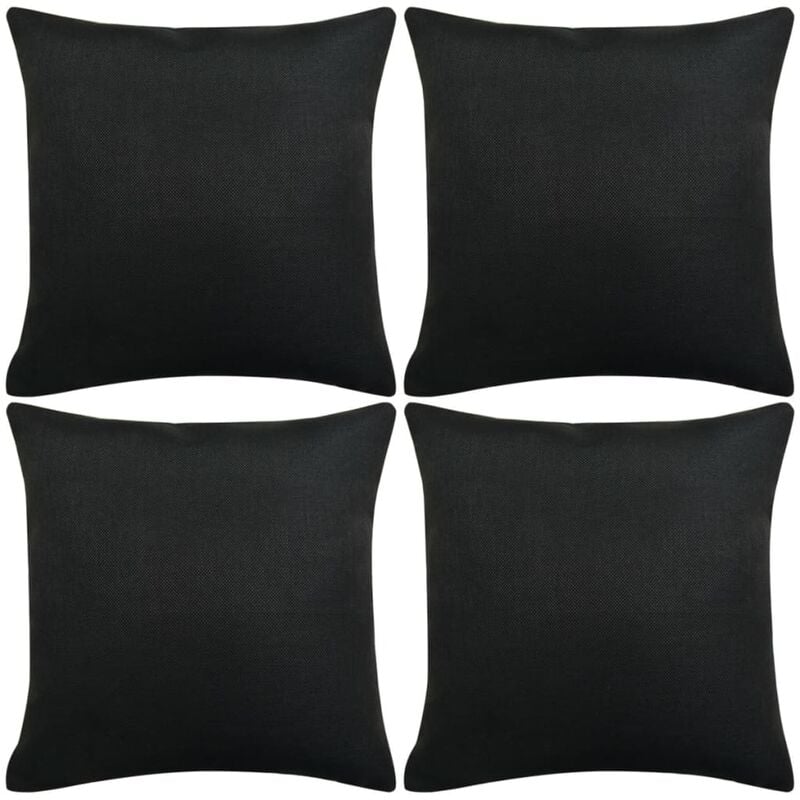 

Fundas de cojín 4 unidades apariencia de lino 50x50 cm negro - Negro
