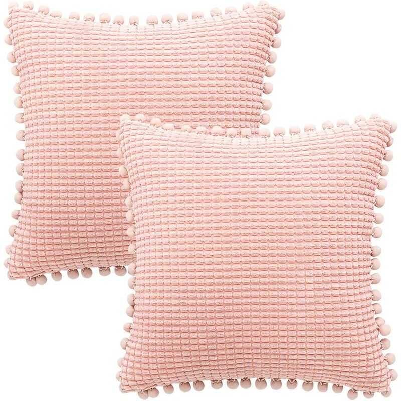 

Fundas de cojín de 2 piezas, fundas de cojín cuadradas de pana suave decorativa, funda de cojín para sofá, dormitorio, sala de estar, exterior, rosa