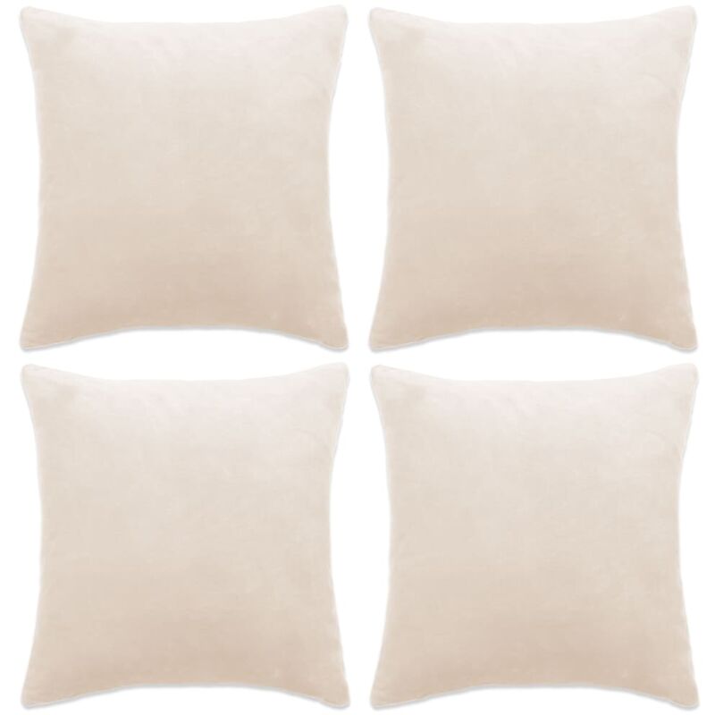 

Fundas de cojín de terciopelo 50x50 cm blanco crudo 4 unidades - Blanco