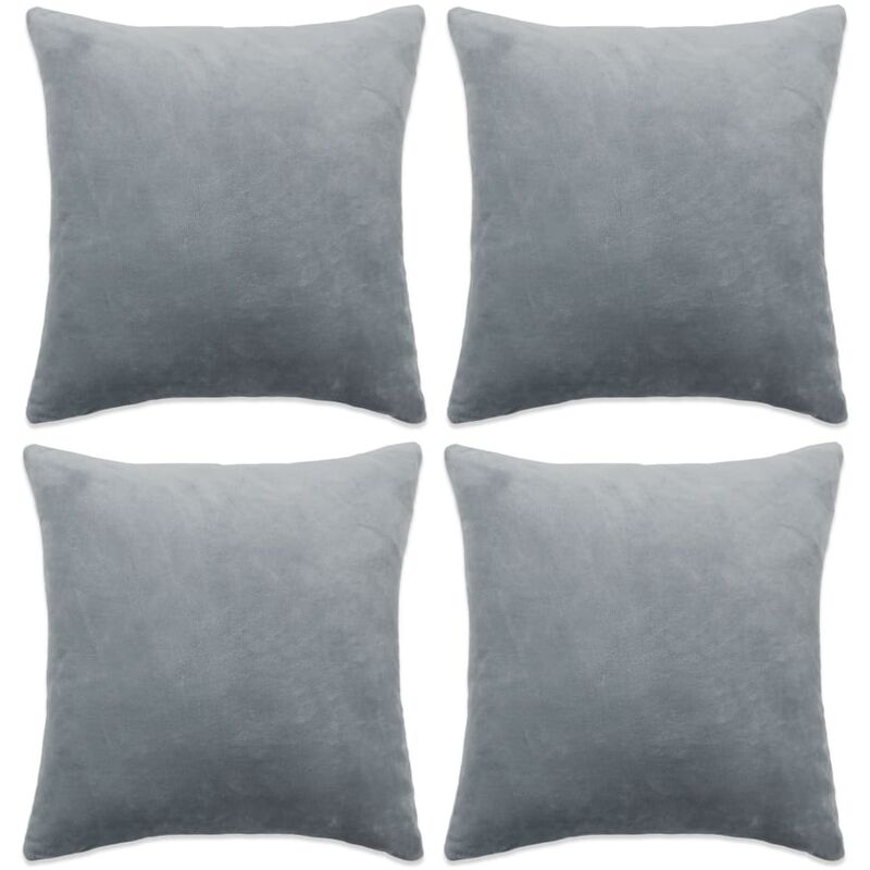 

Fundas de cojín de terciopelo 50x50 cm gris 4 unidades - Gris