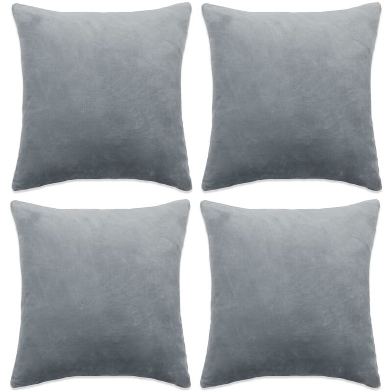 

Fundas de cojín de terciopelo 80x80 cm gris 4 unidades - Gris