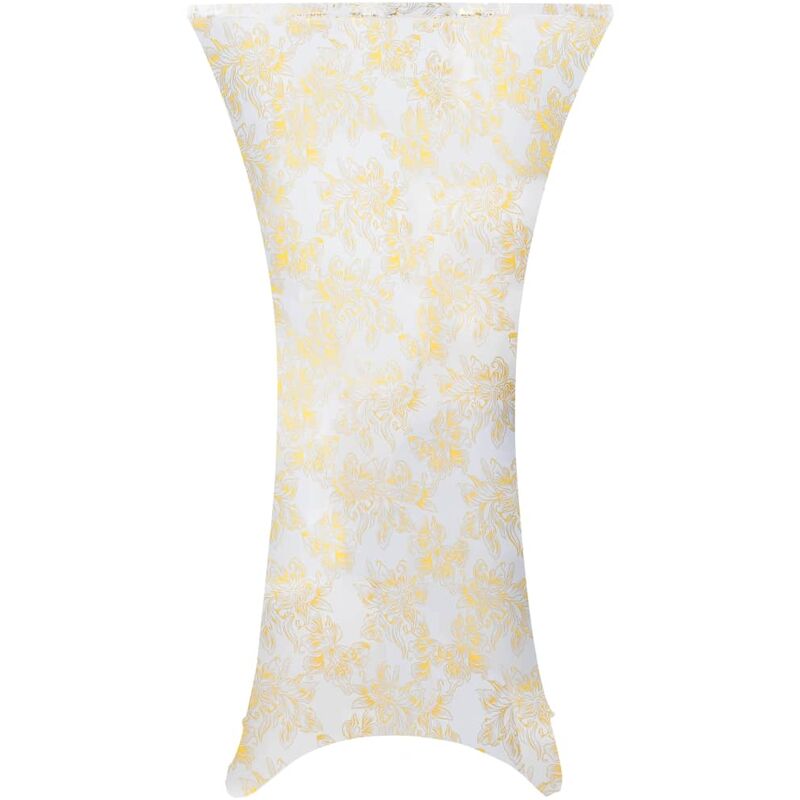 

2x Fundas de Mesa Elásticas 60 cm Blanco y Estampado Dorado - Oro - Vidaxl