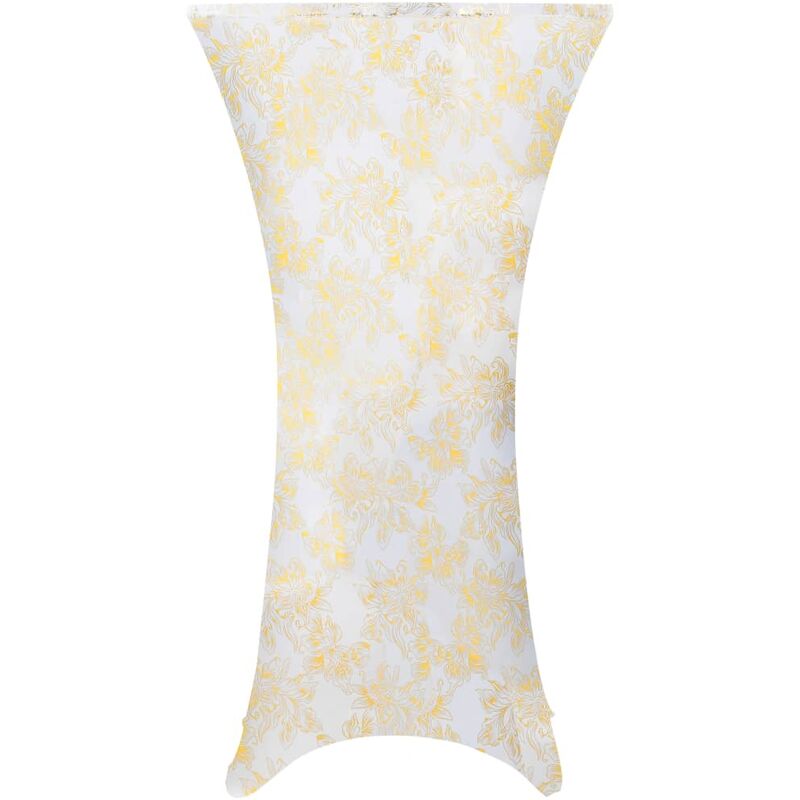 

Fundas de mesa elasticas 2 uds 60 cm blanco y estampado dorado