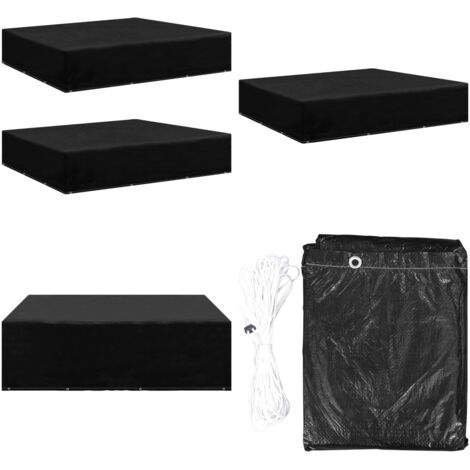 Fundas de muebles de jardín 2 uds 12 ojales 250x250x70 cm - Protección para muebles - Fundas para ratán