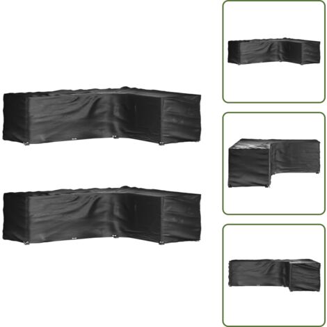 Fundas de polietileno - vidaXL Fundas muebles jardín forma de L 2 uds 16 ojales 260x210x80 cm - Fundas de exterior