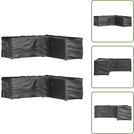 Fundas de polietileno - vidaXL Fundas muebles jardín forma de L 2 uds 16 ojales 285x285x90 cm - Fundas para patios