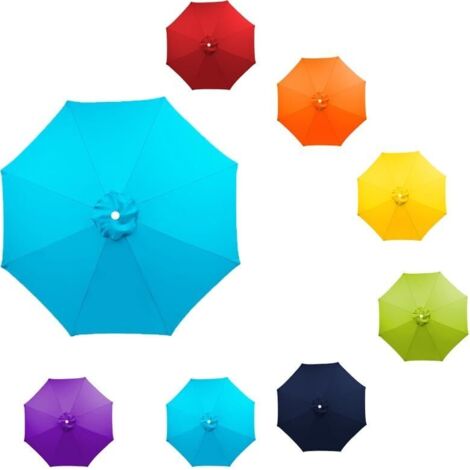 Fundas de repuesto para sombrillas, toldos para patios y mercados de 6 y 8 varillas, toldos para mesas de exterior de 7, 9 y 10 pies (rojo, 8 pies, 6 varillas) (azul cielo, 9 pies, 6 varillas)