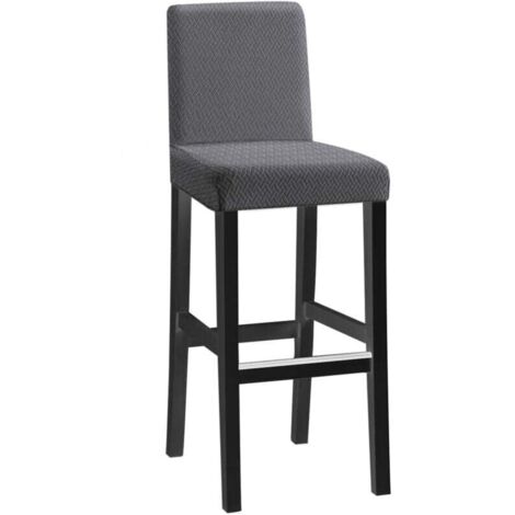 Fundas de silla de jacquard de una pieza, juego de 4 piezas con estampado de cuadros para respaldo corto y largo, gris oscuro para decoración de hogar, hotel, restaurante, banquetes y cocina.