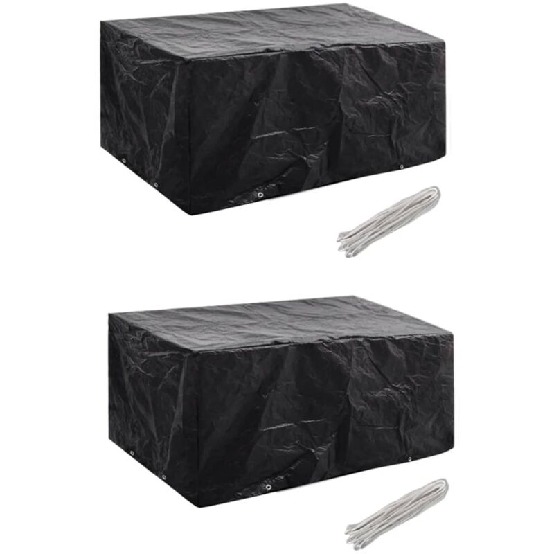 

Fundas para Muebles de Jardín 2 Unidades 4 Pers 8 Ojales Ratán 180x140cm - Negro - Vidaxl