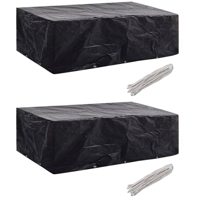 

Fundas para Muebles de Jardín 2 Unidades 8 Pers 10 Ojales Ratán 300x140cm - Negro - Vidaxl