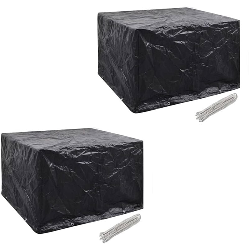

Fundas muebles de jardín 2 uds 4 pers 8 ojales ratán 113x113cm - Negro