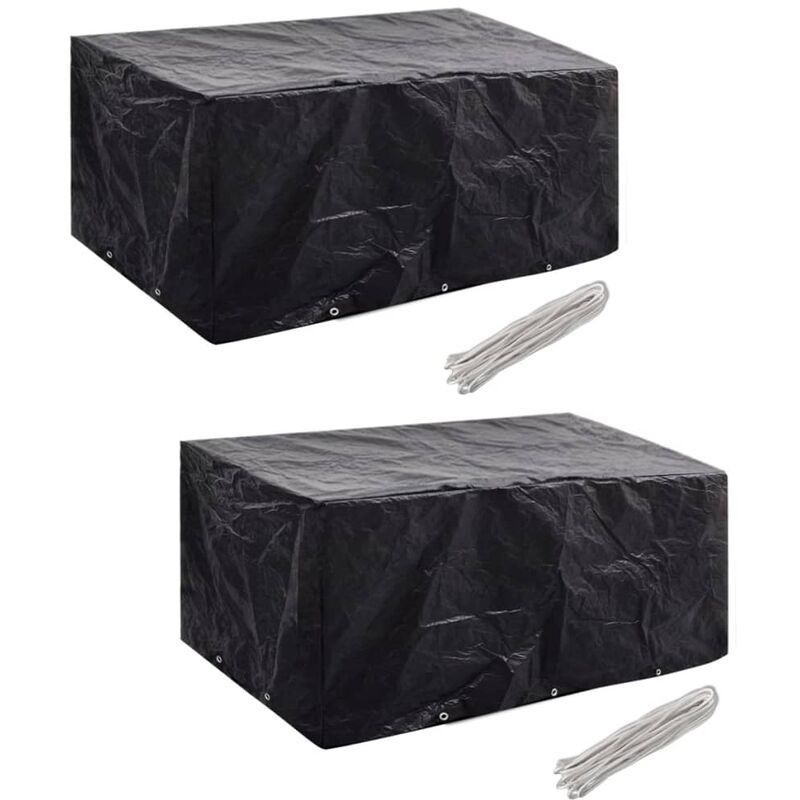 

Fundas muebles de jardín 2 uds 6 pers 10 ojales ratán 240x140cm - Negro