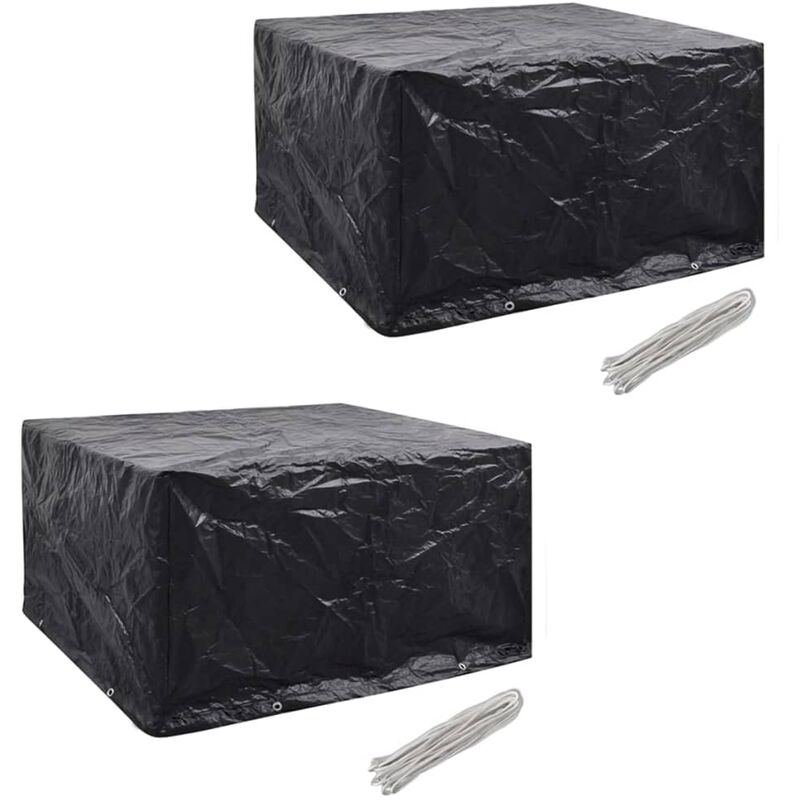

Fundas muebles de jardín 2 uds 6 pers 8 ojales ratán 172x113cm - Negro