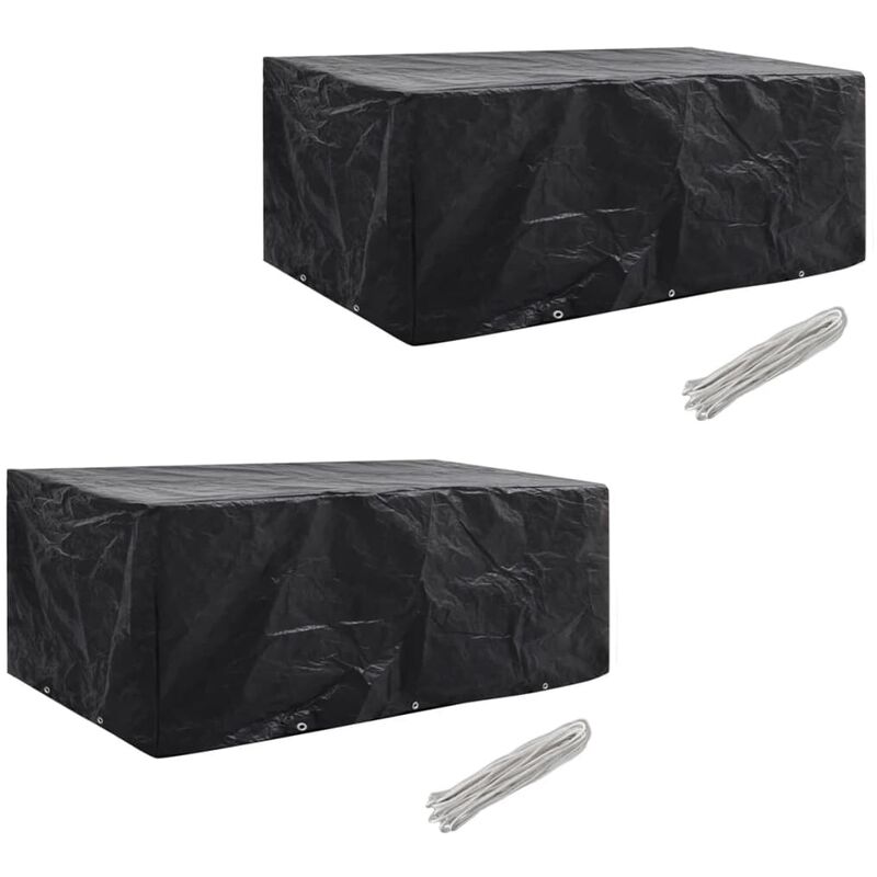 

Fundas muebles de jardín 2 uds 8 pers 10 ojales ratán 229x113cm - Negro