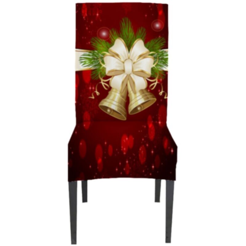 Fundas navideñas para sillas de comedor - Juego de 2 Fundas elásticas para sillas Fundas lavables de poliéster Decoración para sillas de hogar para