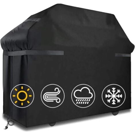 AOUGO Fundas para barbacoa Funda para barbacoa impermeable Funda para barbacoa resistente al viento y al desgarro Funda para barbacoa con correas y bolsa de almacenamiento (145 x 61 x 117 cm)