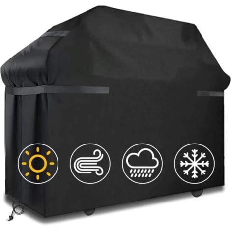AOUGO Fundas para barbacoa Funda para barbacoa impermeable Funda para barbacoa resistente al viento y al desgarro Funda para barbacoa con correas y bolsa de almacenamiento (145 x 61 x 117 cm)