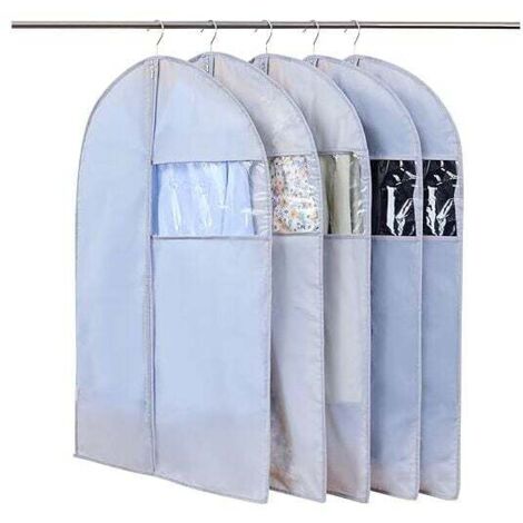 fundas para colgar ropa, transparentes, para ventana visible, para viajes, a prueba de polvo, impermeables, antipolillas, 60 x 100 cm, color gris
