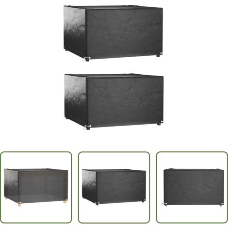 Fundas para muebles al aire libre -  Fundas muebles de jardín 2 uds 8 ojales cuadrado 125x125x75 cm