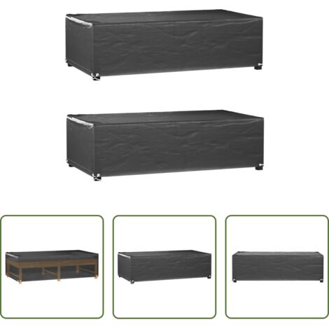 Fundas para muebles al aire libre -  Fundas muebles de jardín 2 uds 8 ojales rectangular 125x70x35cm