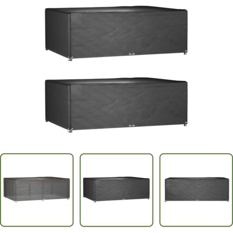 Fundas para muebles al aire libre -  Fundas muebles jardín 2 uds 12 ojales rectangular 230x165x80 cm